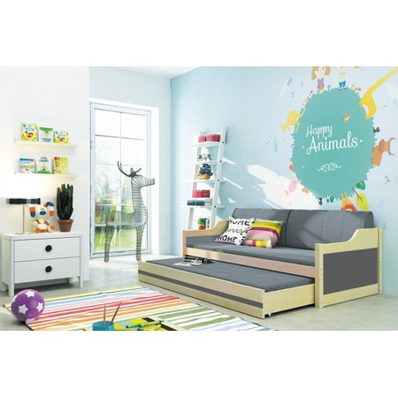 Dětská postel nebo gauč s výsuvnou postelí DAVID 190x80 cm Růžová Šedá