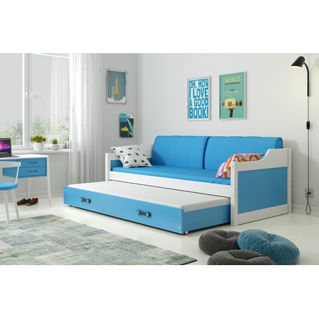 Dětská postel nebo gauč s výsuvnou postelí DAVID 200x90 cm Šedá Bílá