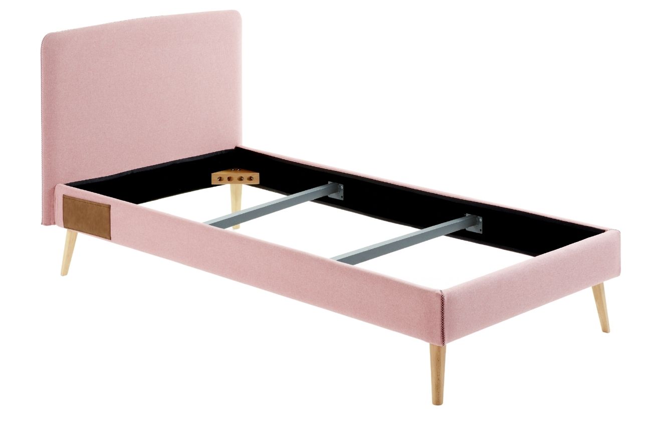 Růžová látková jednolůžková postel LaForma Lydia 90 x 190 cm LaForma