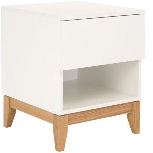 Bílý noční stolek Woodman Blanco s dubovou podnoží 55 cm Woodman