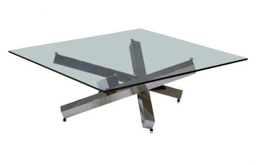 Skleněný konferenční stolek Miotto Ardigo s nerezovou podnoží 105 cm MIOTTO