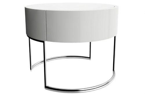Bílý kulatý konferenční stolek Miotto Ardea s nerezovou podnoží 53 cm MIOTTO