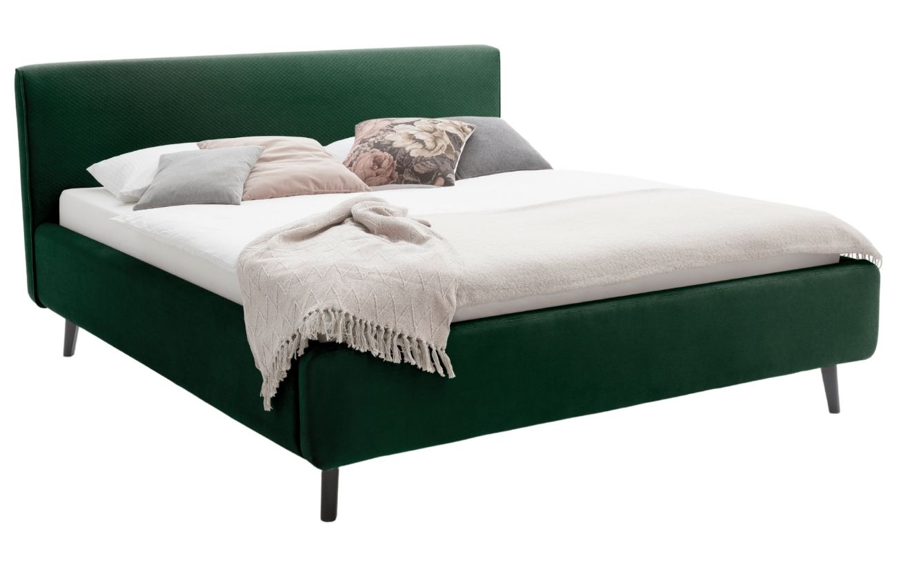 Tmavě zelená sametová dvoulůžková postel Meise Möbel Luana 180 x 200 cm Meise Möbel