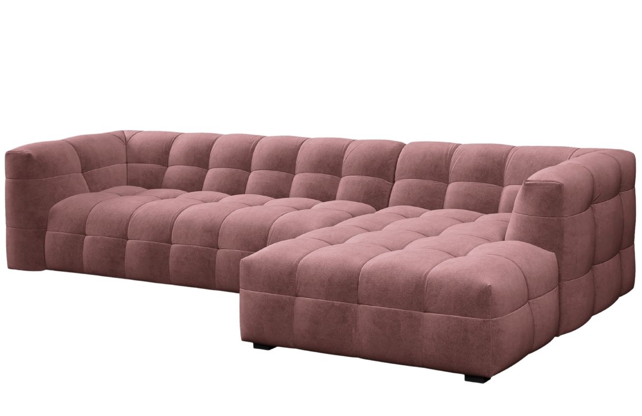 Růžová sametová pětimístná rohová pohovka Windsor & Co Vesta 320 cm