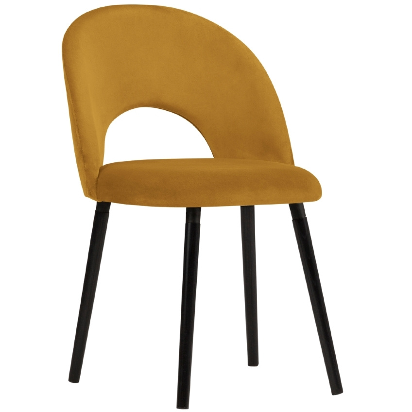Žlutá sametová jídelní židle MICADONI TANTI Micadoni
