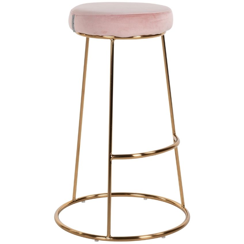 Růžová sametová barová židle Richmond Brandy 74 cm Richmond