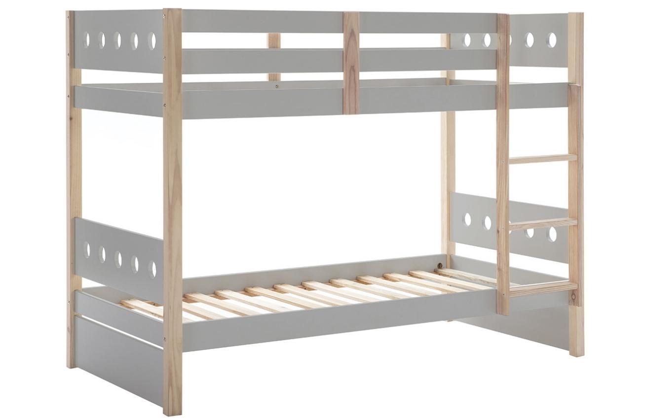 Světle šedá lakovaná dětská patrová postel Marckeric Compte 90 x 190 cm Marckeric