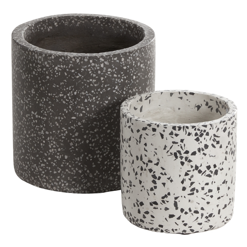 Černo šedý set dvou terrazzo květináčů Kave Home Bransc 15/20 cm Kave Home