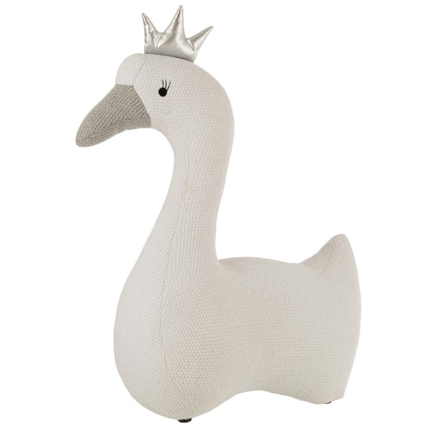 Bílá bavlněná dětská hračka J-Line Swan 77 cm J-line