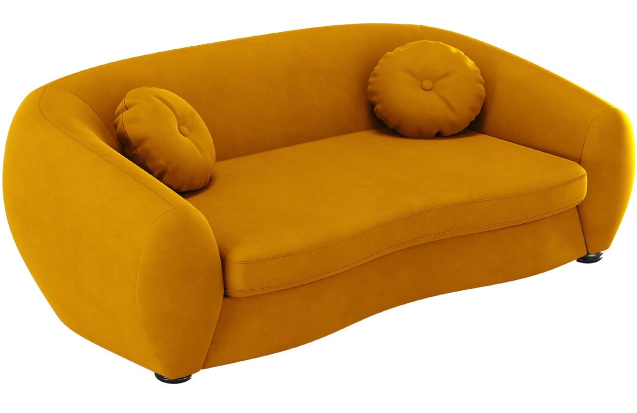 Žlutá sametová třímístná pohovka Windsor & Co Elara 216 cm Windsor & Co