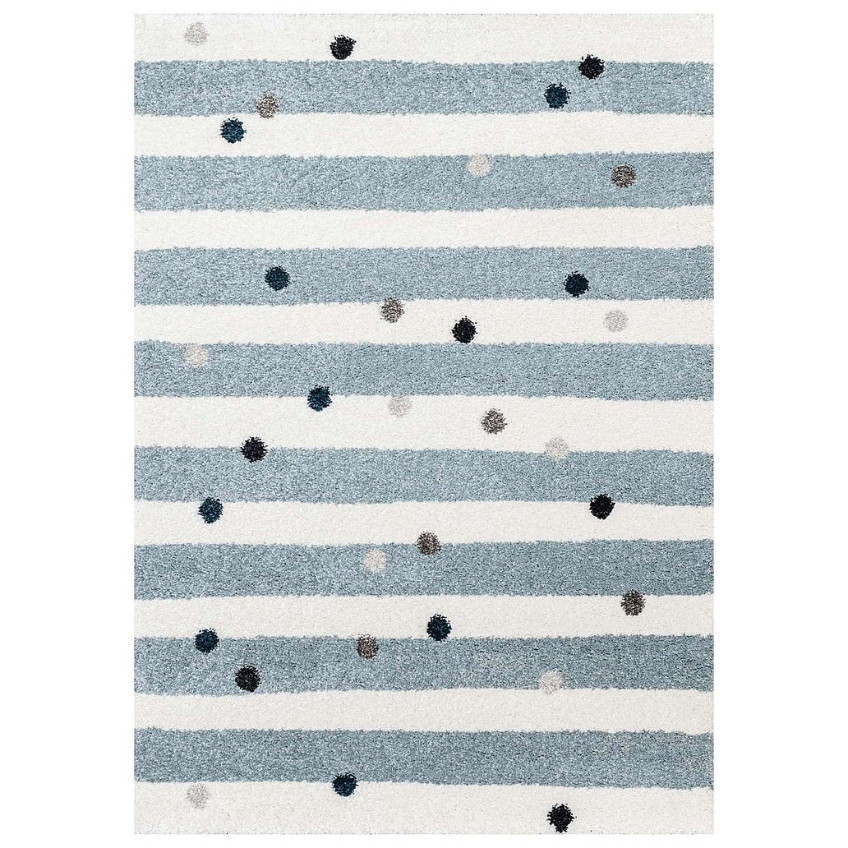 Yellow Tipi Modro-bílý pruhovaný dětský koberec Stripes and Dots 160 x 230 cm Yellow Tipi