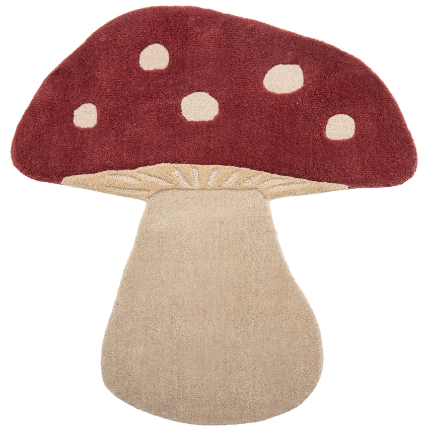 Béžovo-červený vlněný koberec Bloomingville Mushroom 90 x 85 cm Bloomingville