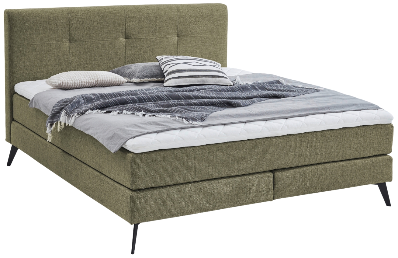 Zelená látková dvoulůžková postel Meise Möbel Ancona 180 x 200 cm