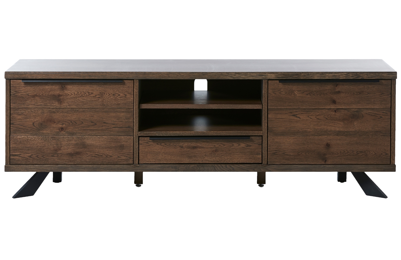 Tmavě hnědý dubový TV stolek Unique Furniture Arno 170 x 42 cm Unique Furniture