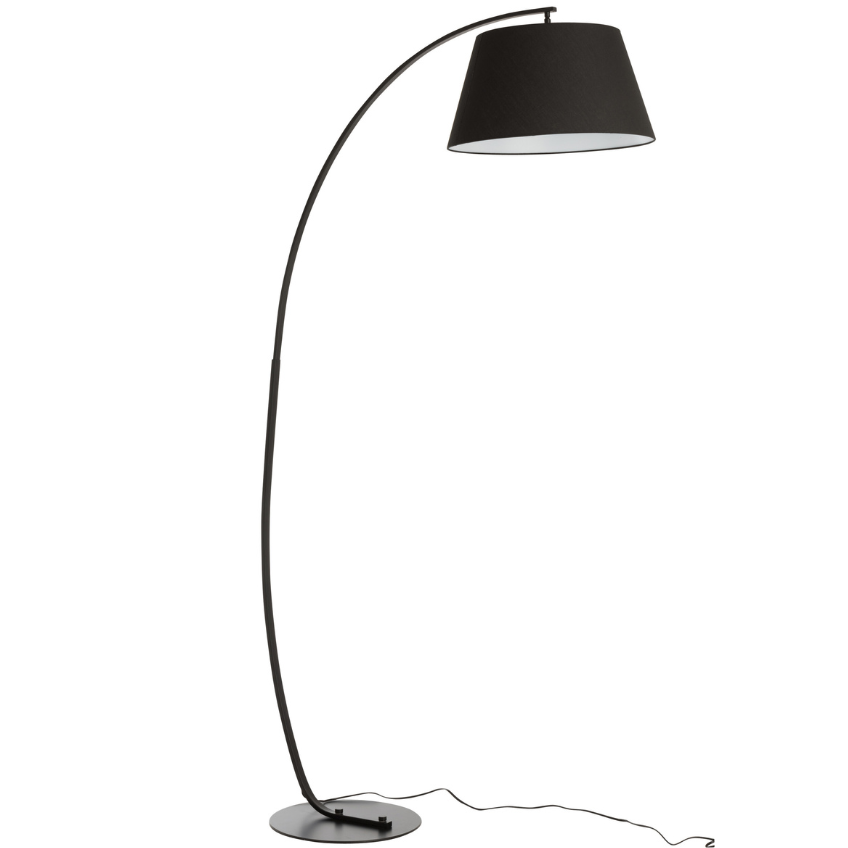 Černá látková stojací lampa J-line Molta 188 cm J-line