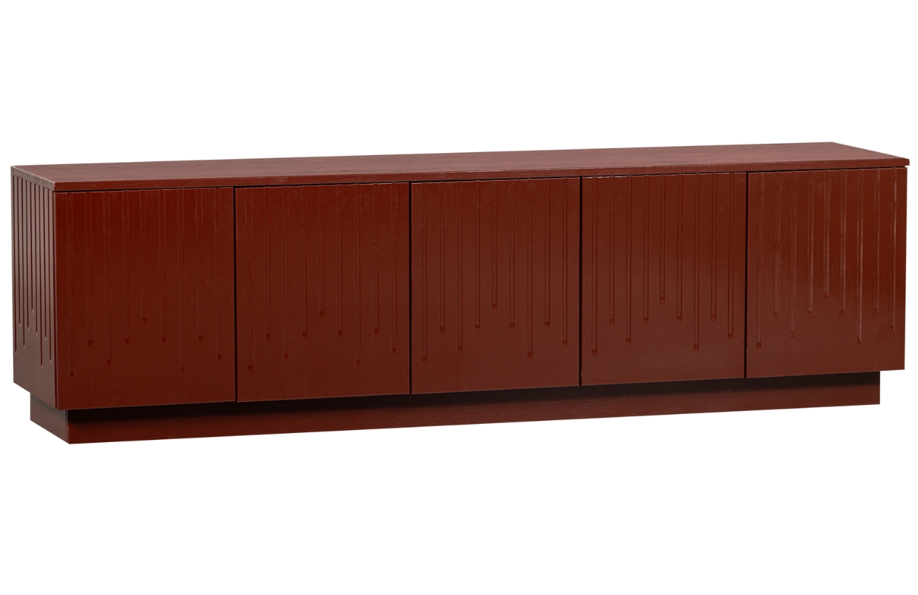 Hoorns Červený dřevěný TV stolek Darin 180 x 40 cm Hoorns
