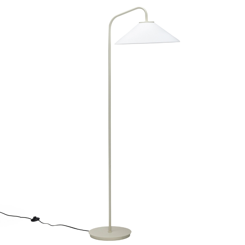 Bílo-béžová skleněná stojací lampa Hübsch Solid 158 cm Hübsch