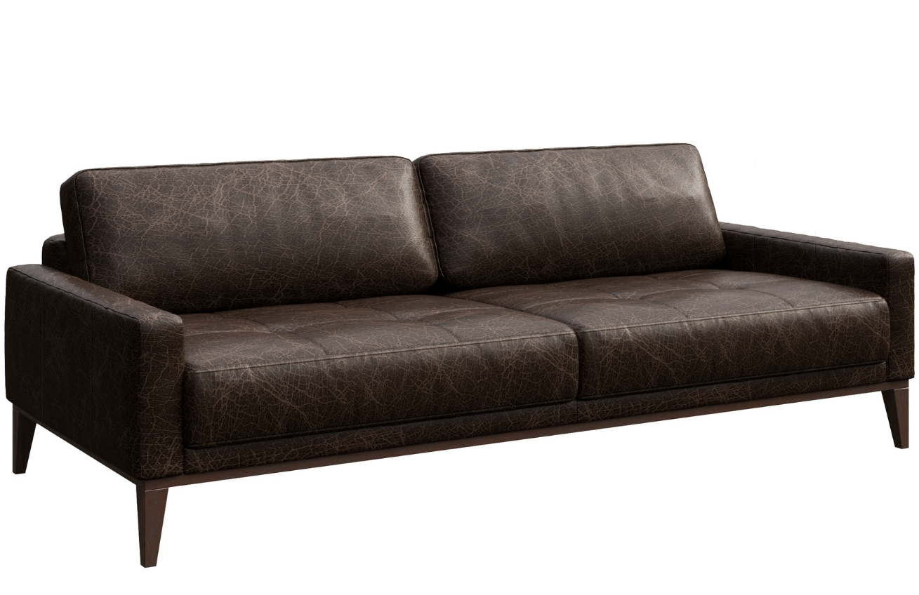 Tmavě hnědá vintage kožená třímístná pohovka MESONICA Musso Tufted 211 cm Mesonica