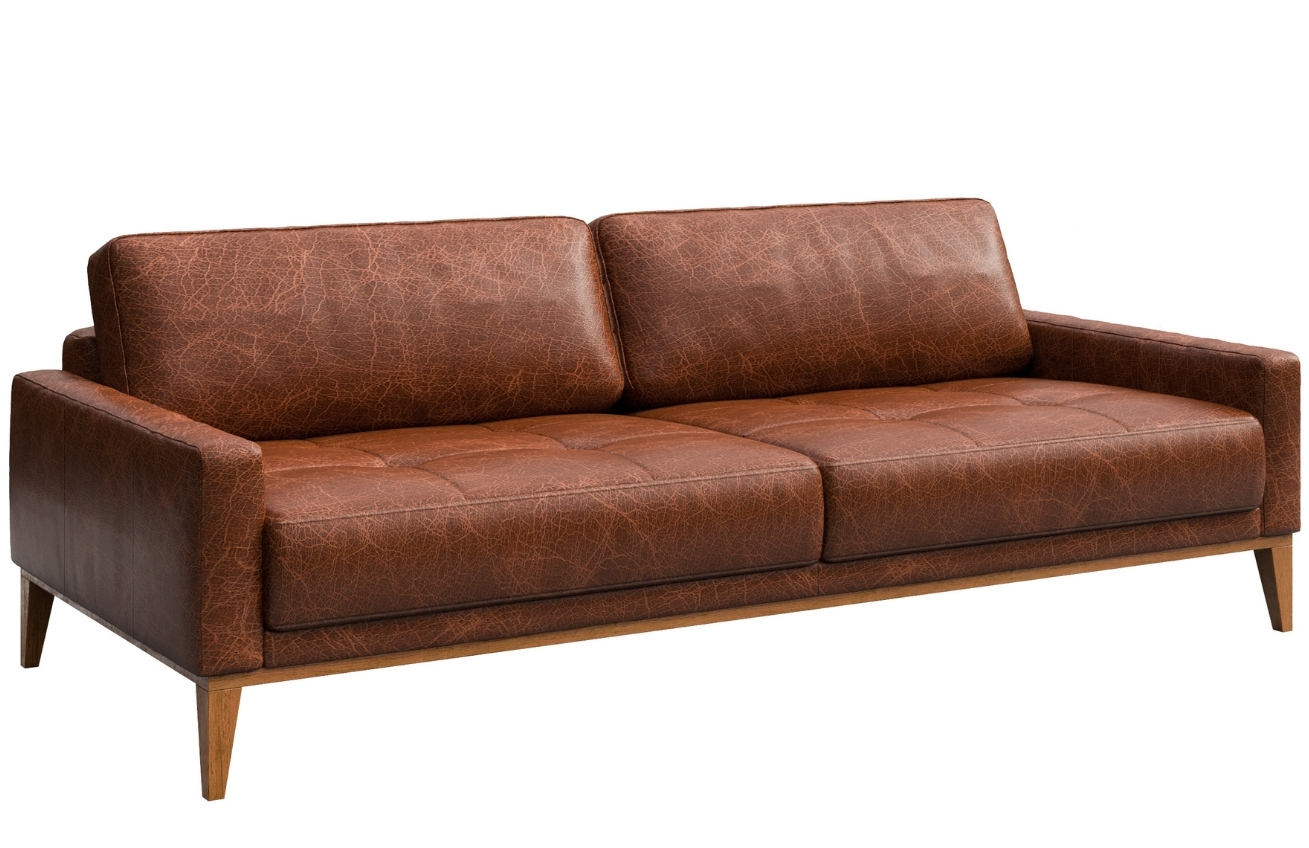 Koňaková třímístná kožená pohovka MESONICA Musso Tufted 211 cm Mesonica