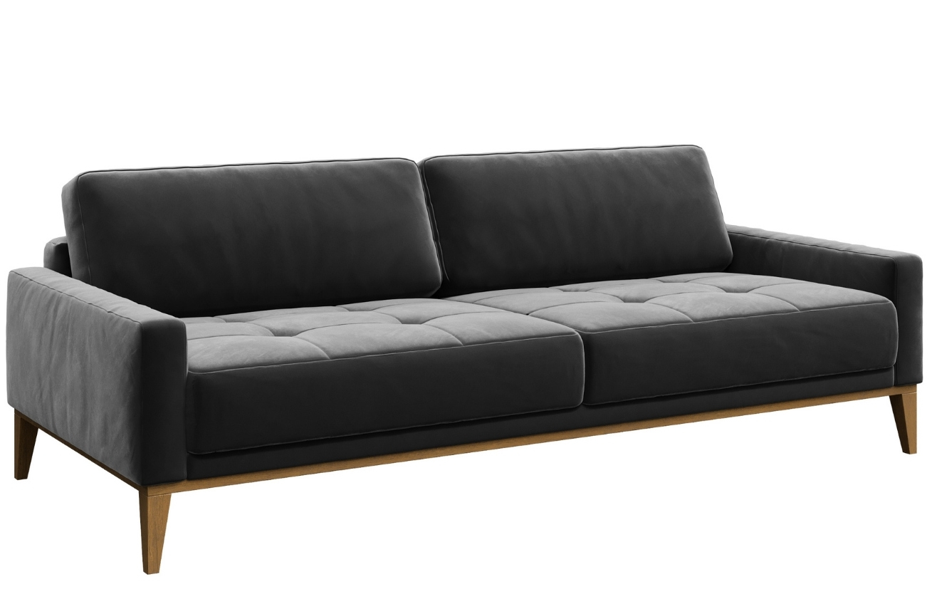 Tmavě šedá trojmístná sametová pohovka MESONICA Musso Tufted 211 cm Mesonica