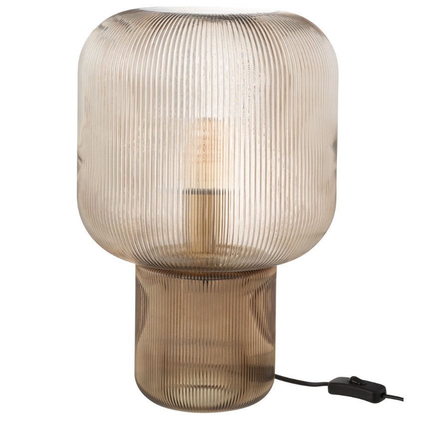 Hnědá skleněná stolní lampa J-line Gasina 29 cm J-line