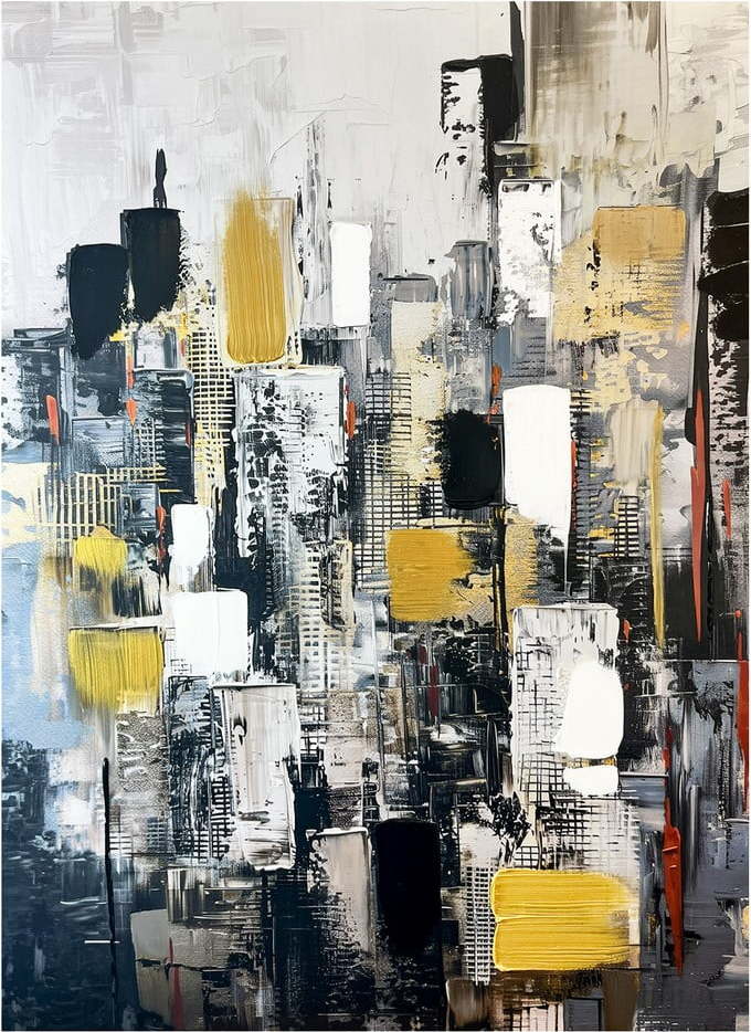 Obraz s ručně malovanými prvky 70x100 cm Cityscape – Styler Styler